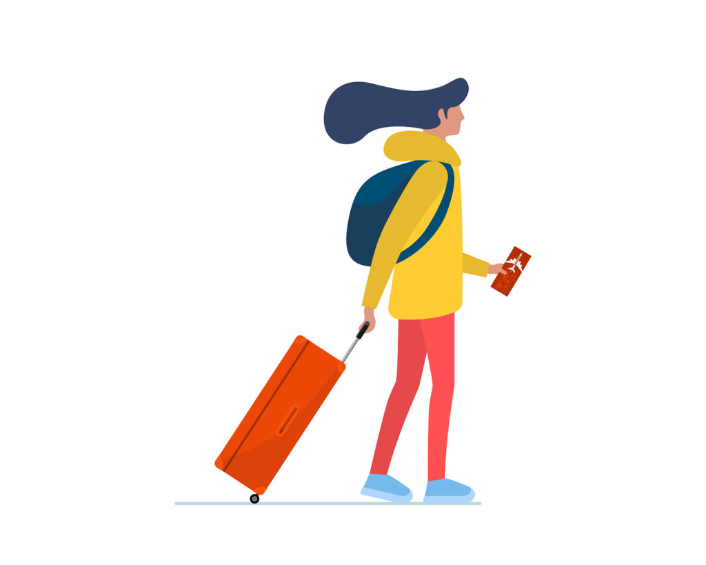 Illustration of a woman with luggage