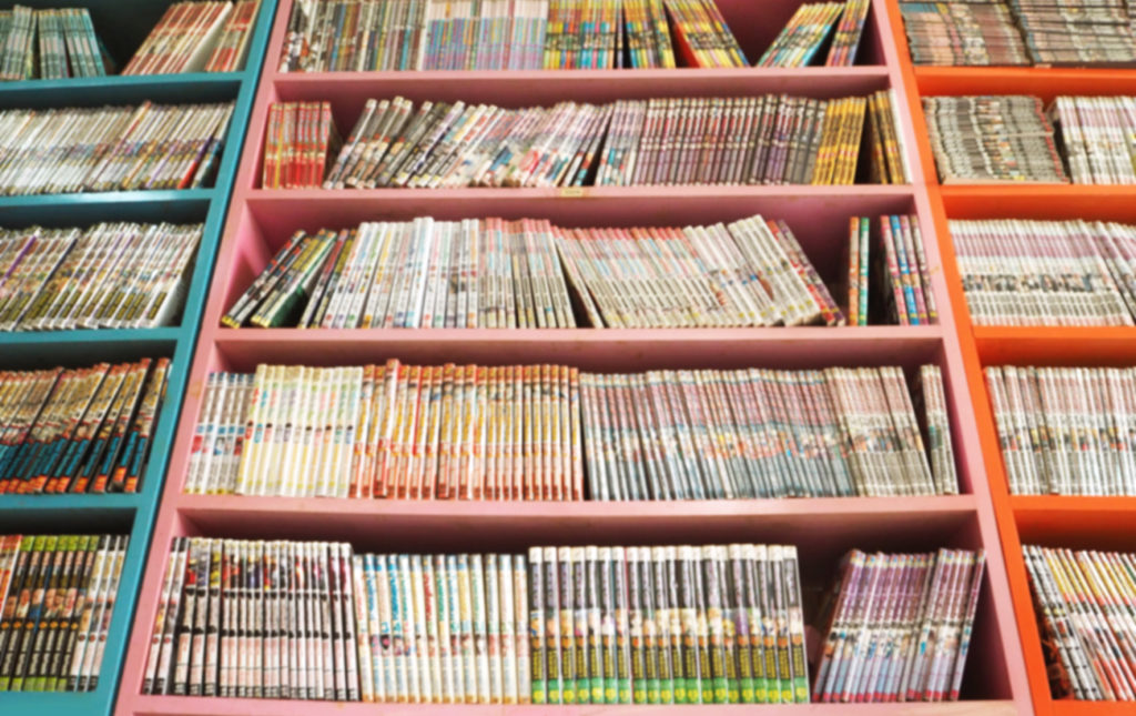 Manga in bookshelf