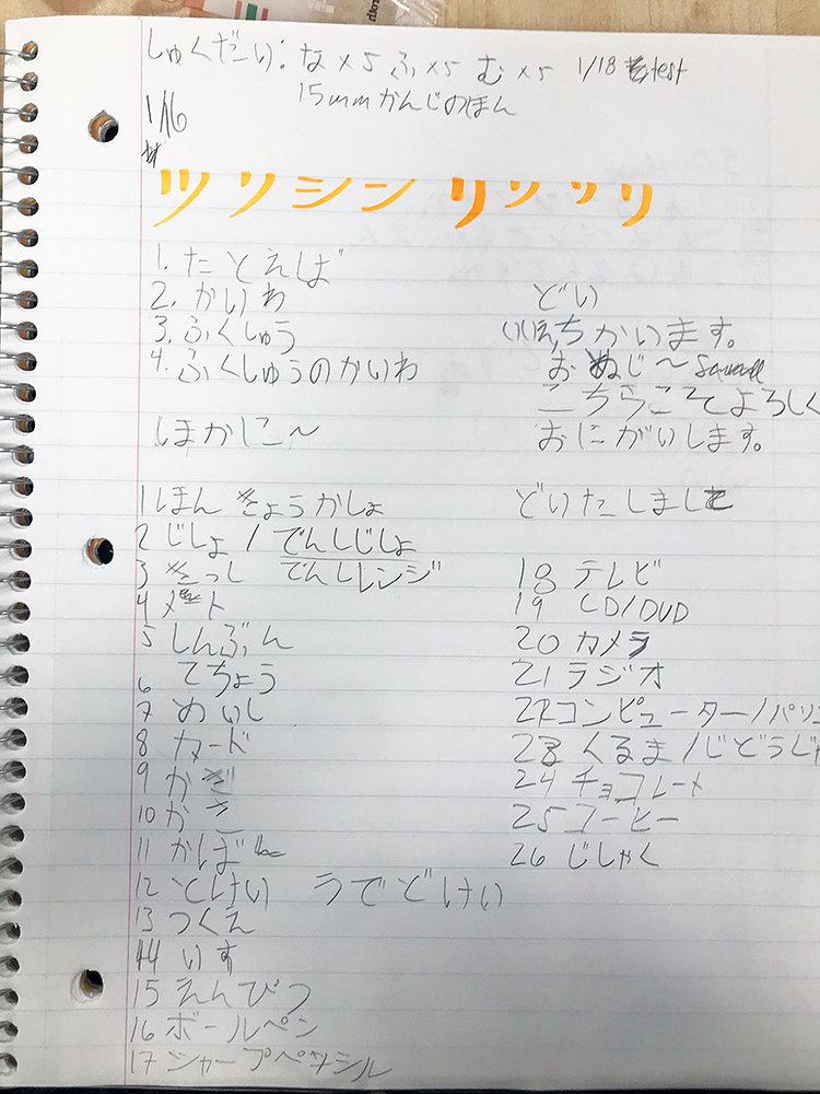 Scribbles on notebook.