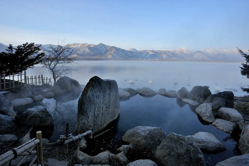 Outdoor hotspring in Kotan, Japan