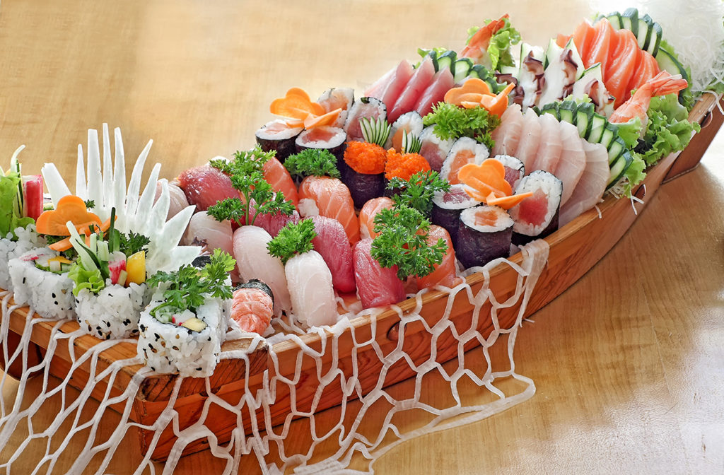 Assorted sushi and sashimi